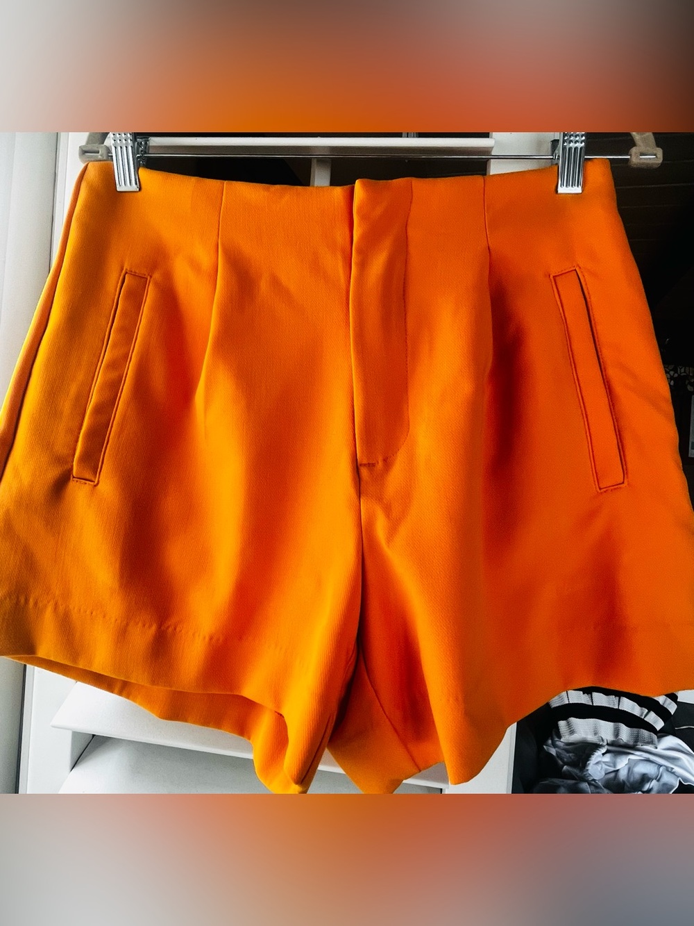 High-Waist Orange Women's Dress Shorts Size 8